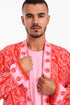 Long jacket in printed cotton with pockets